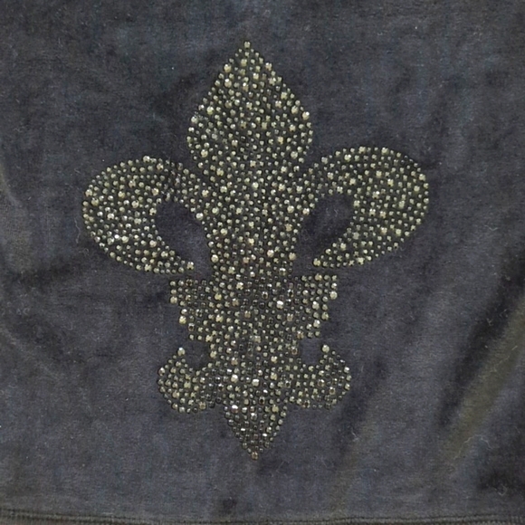 Pink Rose Hoodie Velour Black Size M Fluer de Lis - Picture 2 of 11